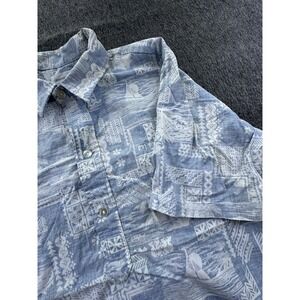 Liberty House of Hawaii Shirt Mens Medium Blue White Geometric Pullover Hawaiian